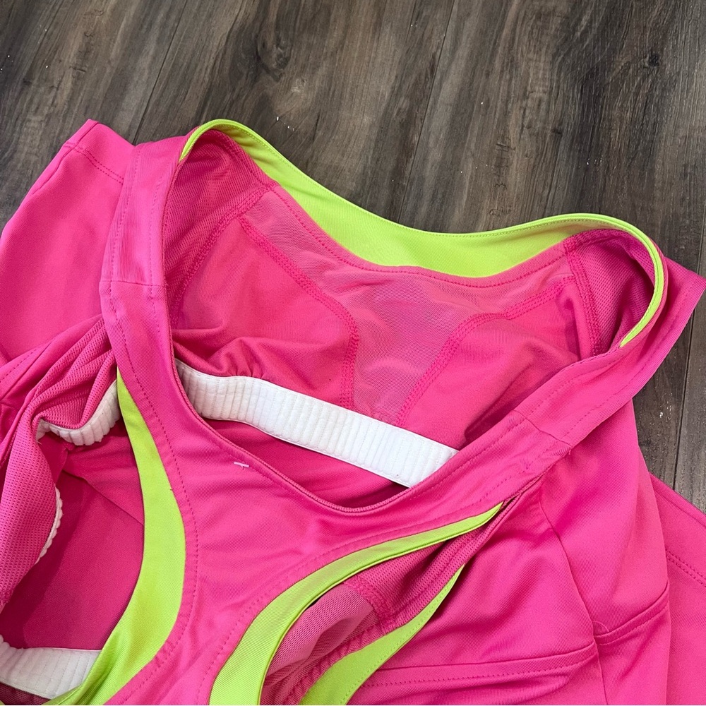 Nike Y2K Activewear Pink Racerback Tank with Lime Trim - Picture 5 of 5